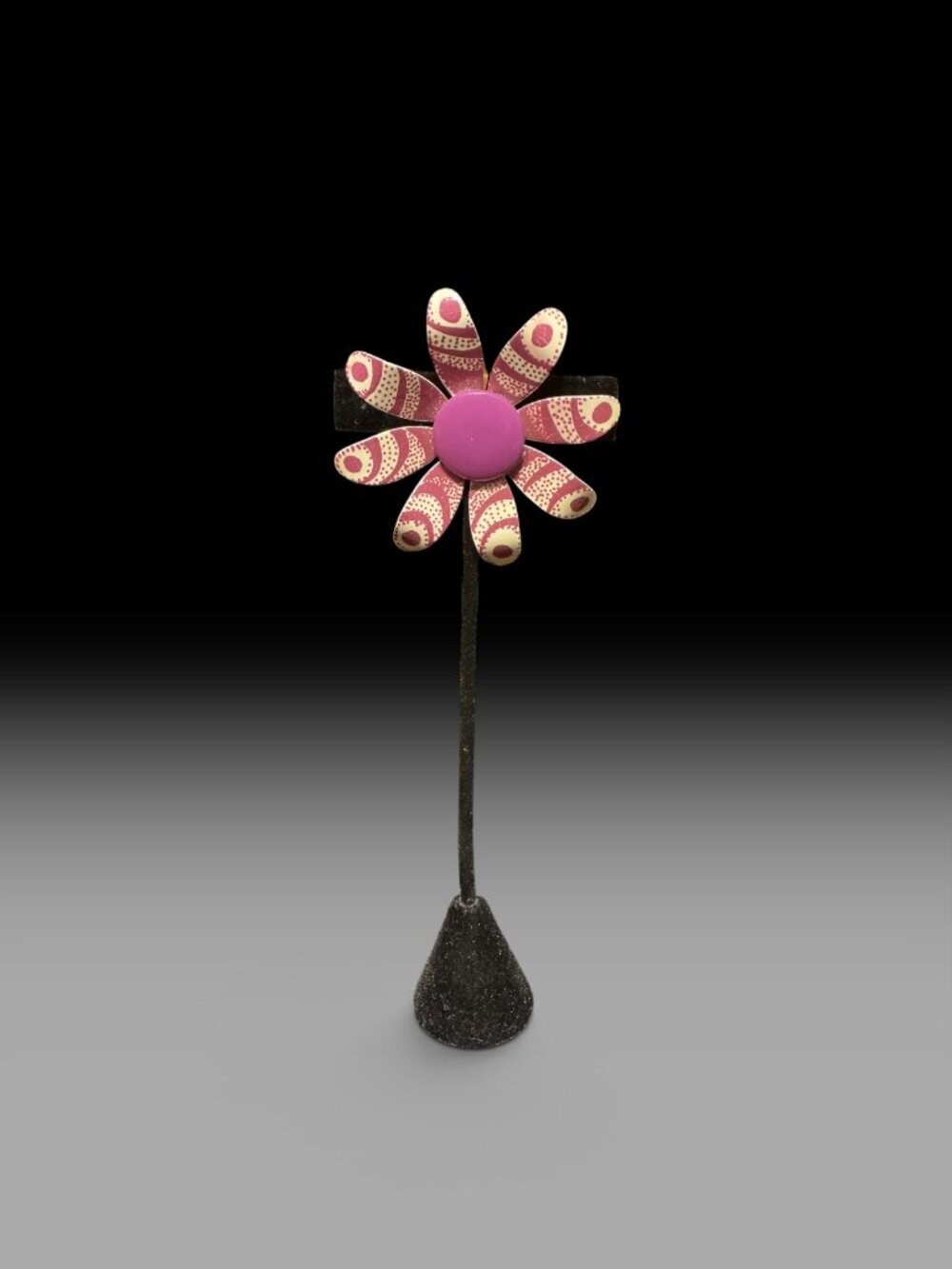 Vintage Made in Germany Enamel Flower Brooch Pink White Mod 2.5” Floral Pin